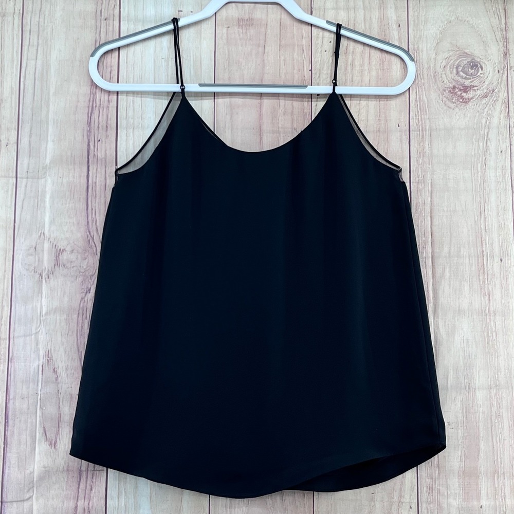 Babaton Black Mesh Trim V-Neck Cami Tank Top Women's XS Sleeveless Adj-Straps - Picture 3 of 8